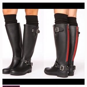 Tsunami Green Wellie rubber buckle Zip tall rain boots size 10